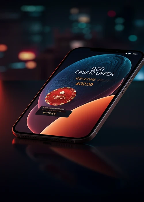 Bannière promotionnelle du bonus de bienvenue Vegasino Casino: 100% jusqu'à 500€, 200 tours gratuits et Bonus Crab exclusif.